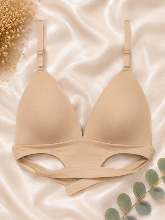 Nude triangel bralette voorkant